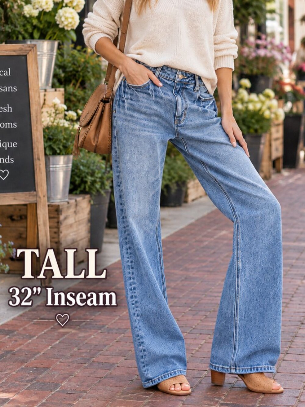 Zenana TALL Baggy Wide Straight Leg Jeans 32” Inseam Medium Wash Women’s NWT